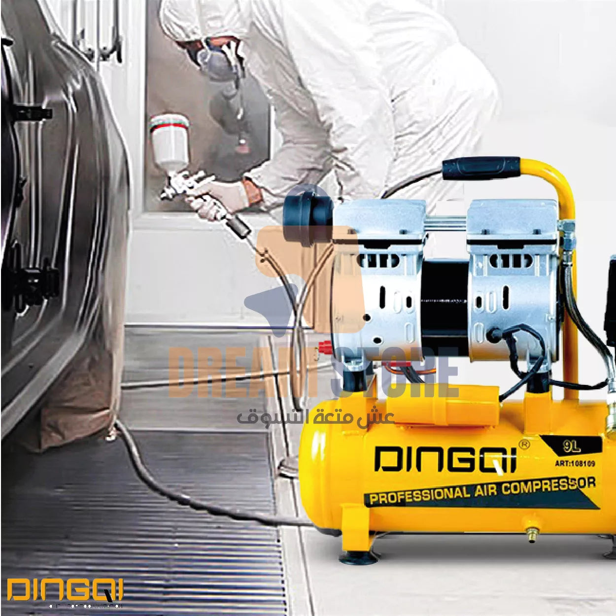 Compresseur d’Air Professionnel DINGQI – Réservoir de 9 Litres