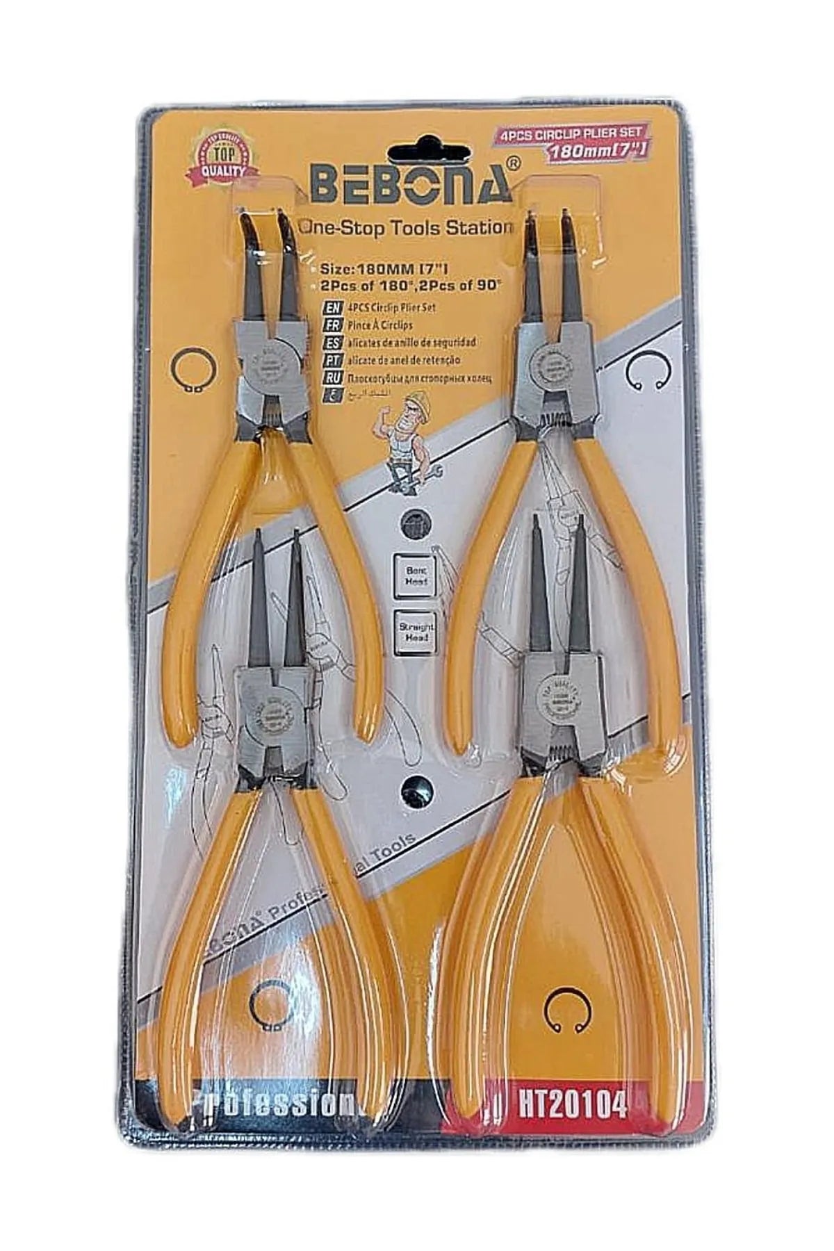 Pack de Pinces Circlips BEBONA – 4 Pièces Professionnelles (180mm)