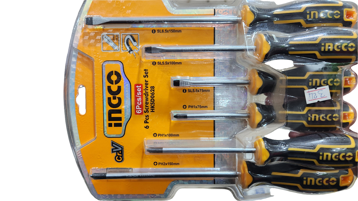 Pack de tournevis 6 pièces INGCO HKSD0628