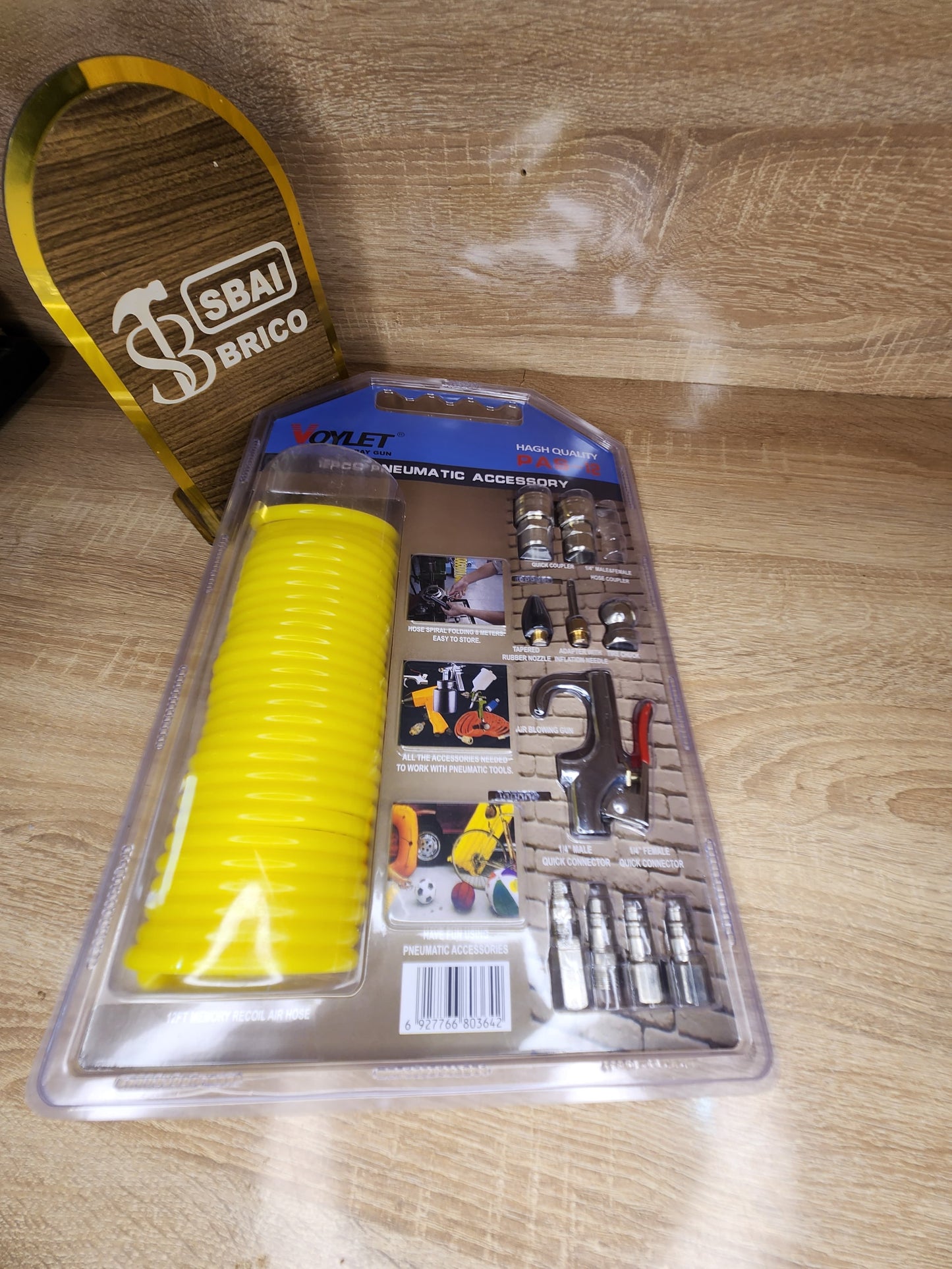 Kit accessoires pneumatiques VOYLET avec tuyau spirale et pistolet à air