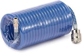 Tuyau Pneumatique Spiralé – Polyuréthane Bleu avec Raccords Rapides