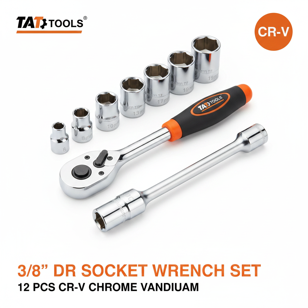 TAT Tools — Coffret Clé à Cliquet 3/8" 12 pièces Chrome Vanadium