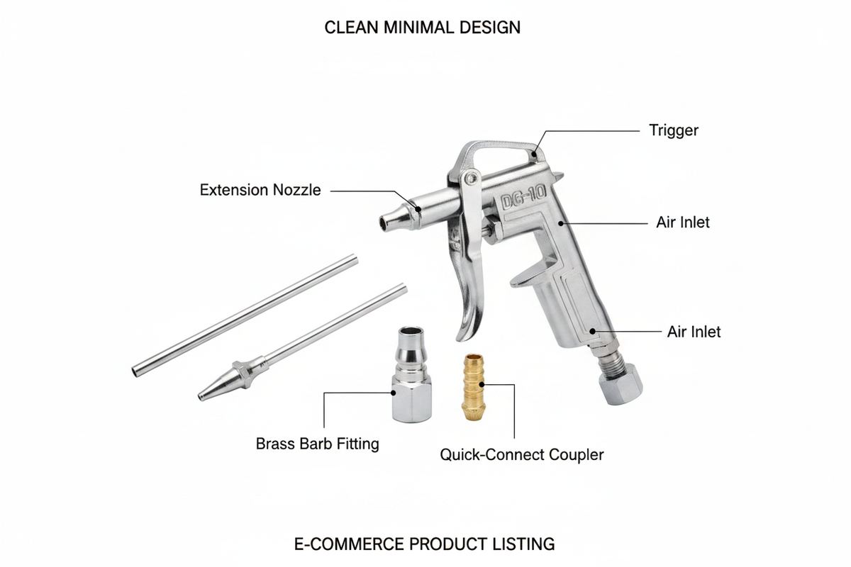 Pistolet souffleur DG-10 infographie e-commerce