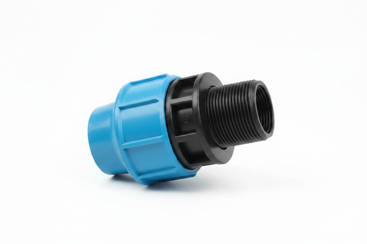 Raccord compression HDPE 40mm - vue angle