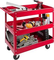 Chariot à outils métallique – 3 niveaux – Rouge