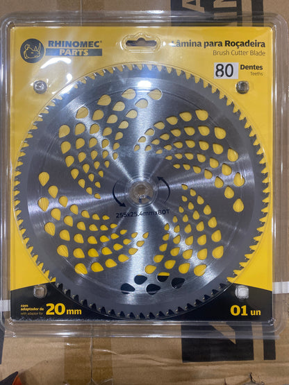 Lame de Débroussailleuse RHINOMEC Parts 60 Dents – 255mm / Adaptateur 20mm