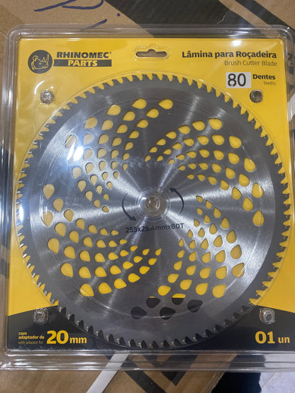 Lame de Débroussailleuse RHINOMEC Parts 60 Dents – 255mm / Adaptateur 20mm