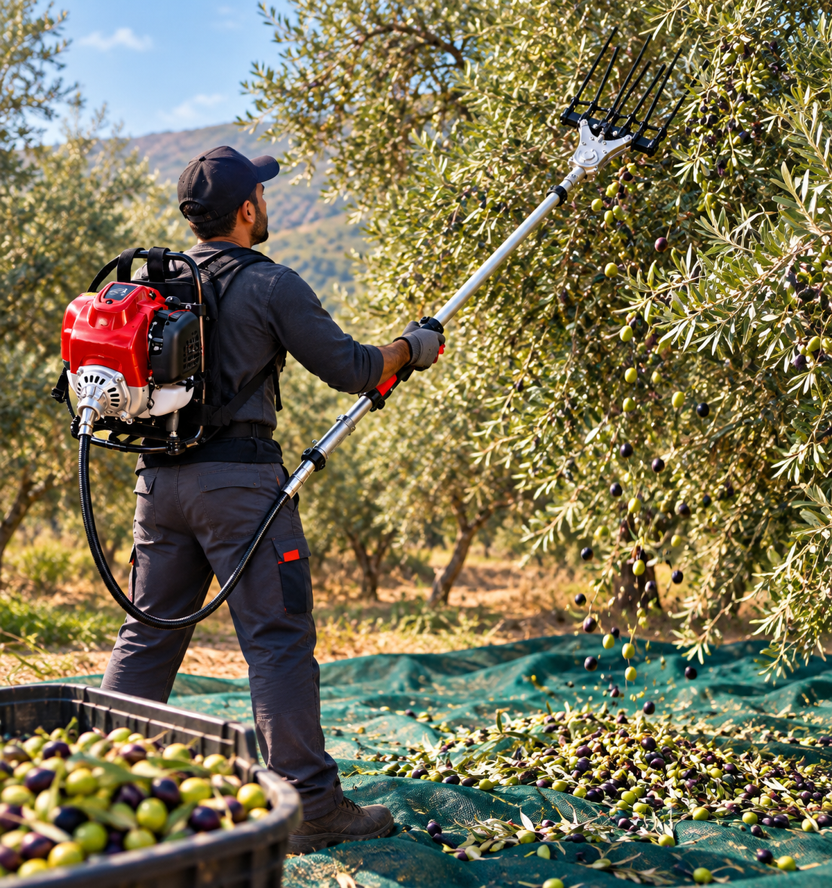 Peigne Vibreur pour Récolte d'Olives Dorsal (À Moteur Thermique)