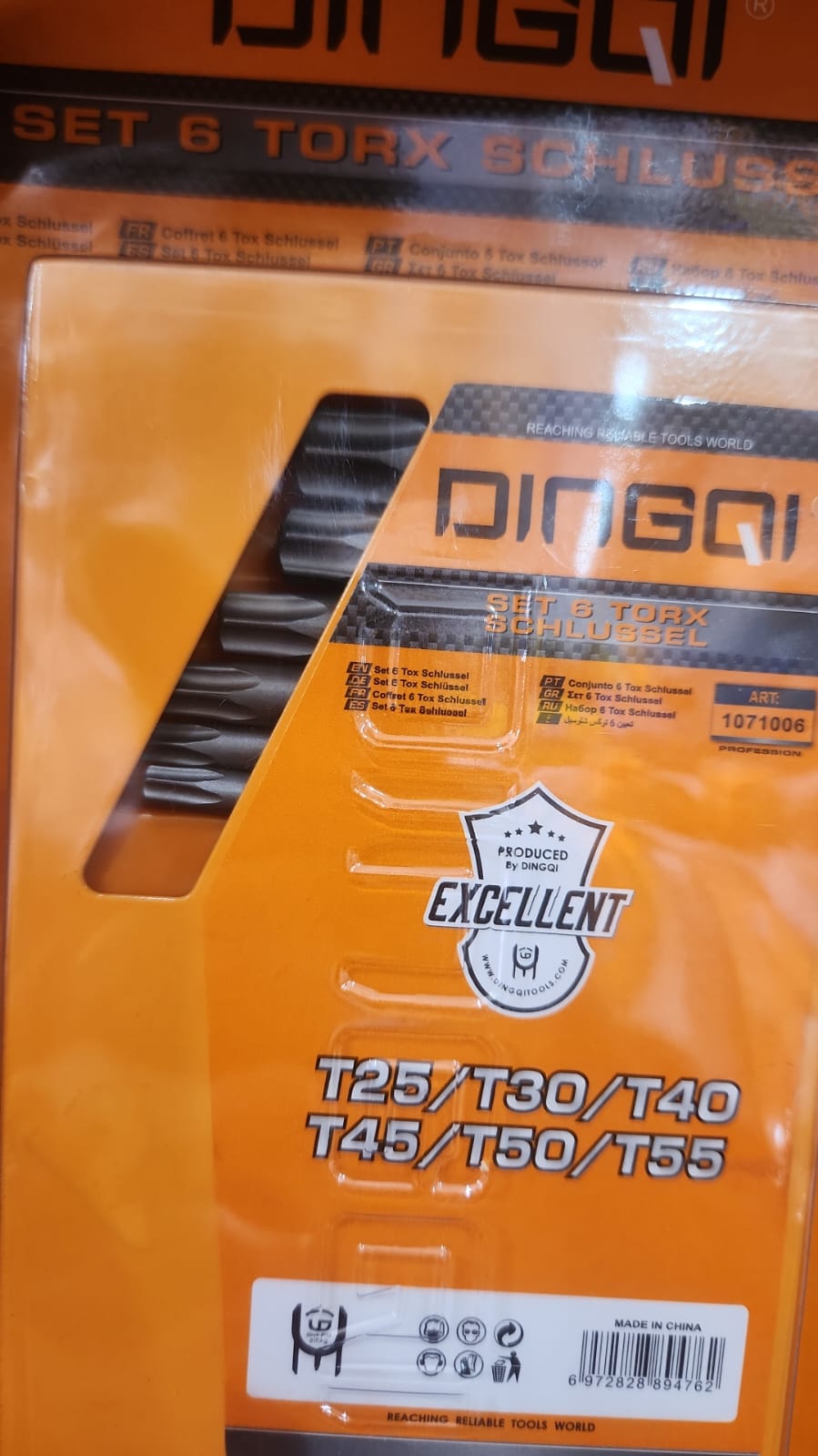 Packaging Set 6 Torx DingQi – Face avant orange