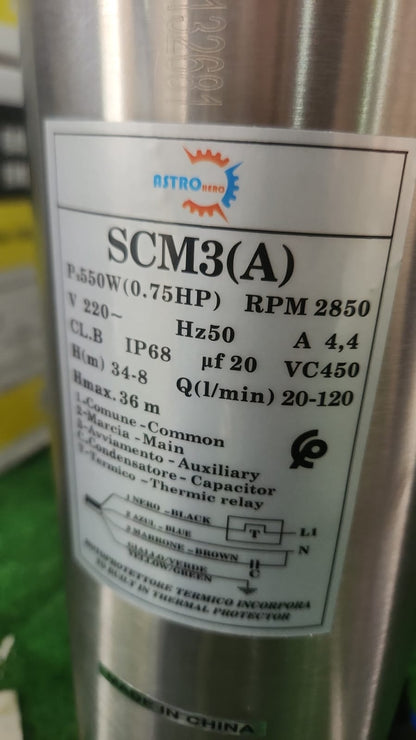 Pompe Submersible SCM3(A) 0.75HP - Astro Nano