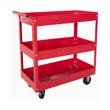 Chariot à outils métallique – 3 niveaux – Rouge
