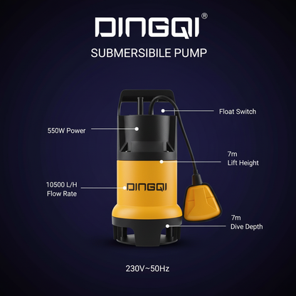 DINGQI Pompe Submersible 550W - infographie technique