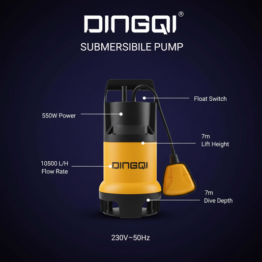 DINGQI Pompe Submersible 550W - infographie technique