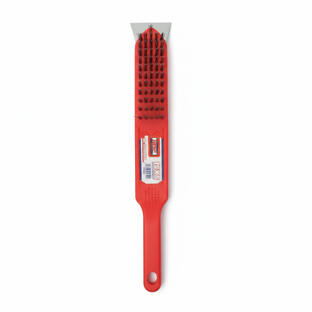 Brosse Métallique à Fil d'Acier — Manche Rouge 15x5