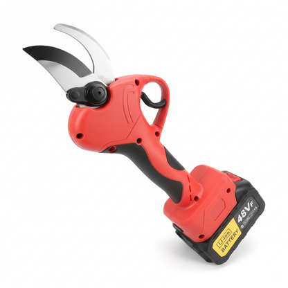 Détail des lames et batterie 48V du sécateur électrique