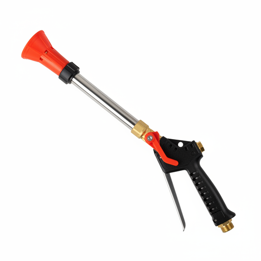 Pistolet d'arrosage rouge et noir avec raccord laiton