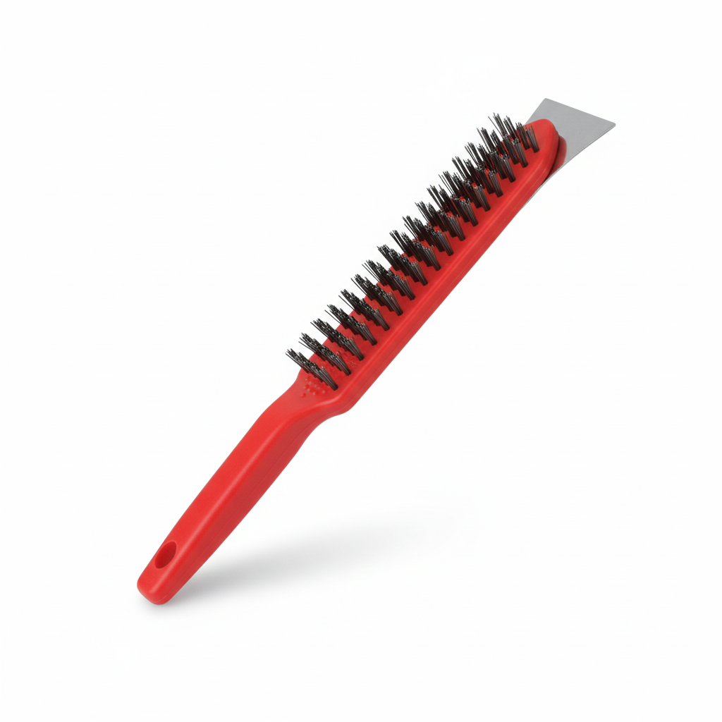 Brosse Métallique à Fil d'Acier — Manche Rouge 15x5