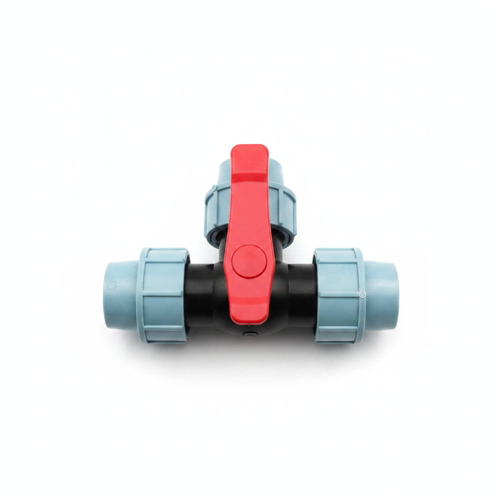 Té à bille PP - Raccord compression 3 voies HDPE