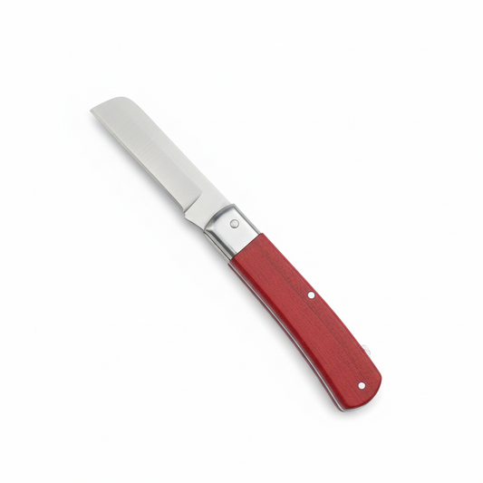Couteau Pliant Greffoir à Lame Droite — Manche Rouge