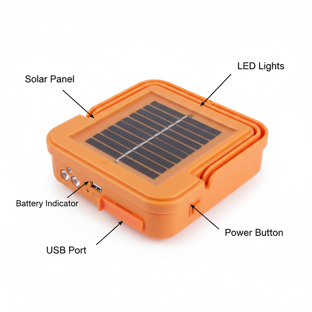 Lampe Solaire LED Portable 4 Panneaux — Rechargeable Solaire & USB