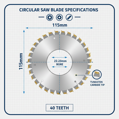 Spécifications techniques - 115mm 40 dents