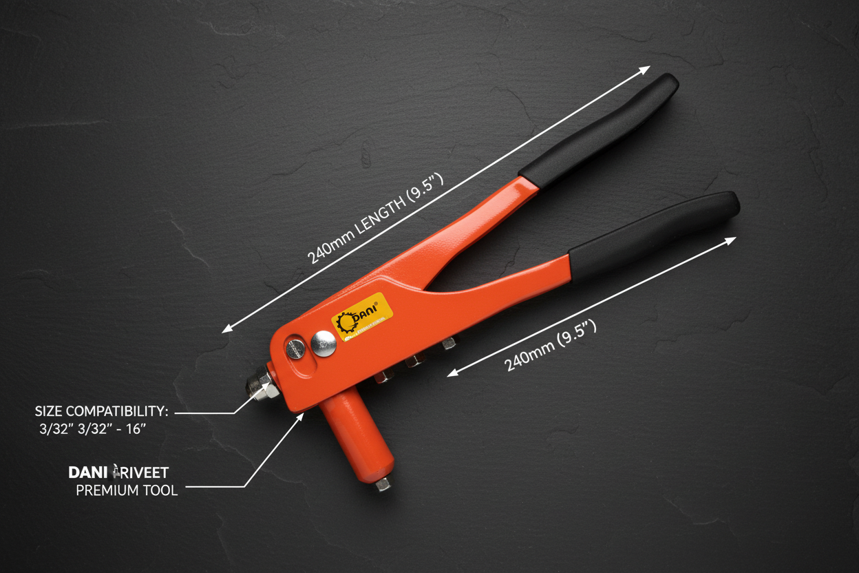 Pince à Rivet Manuelle DANI 9.5" (240mm) - 4 Embouts Interchangeables