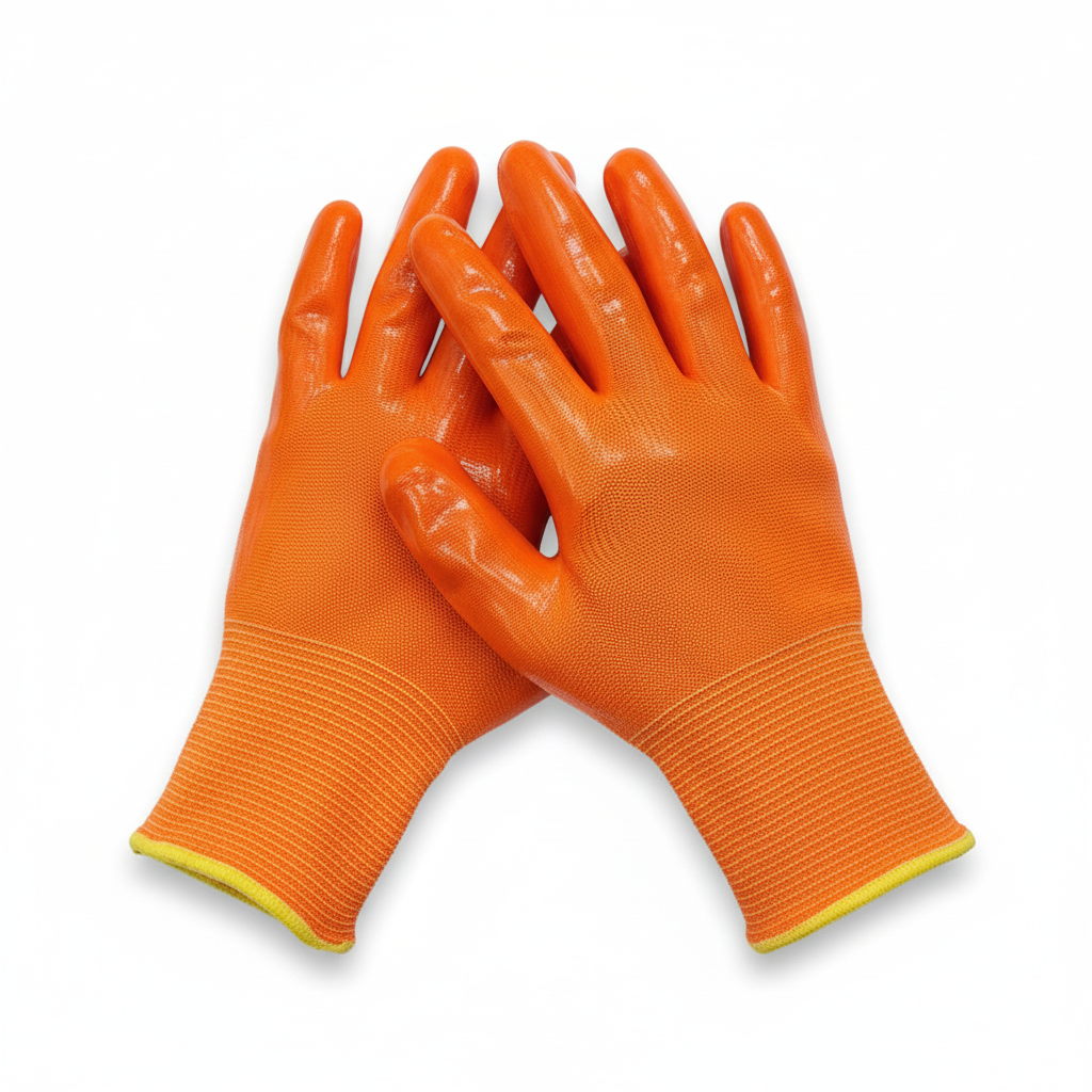 Gants de travail PVC orange - vue angle