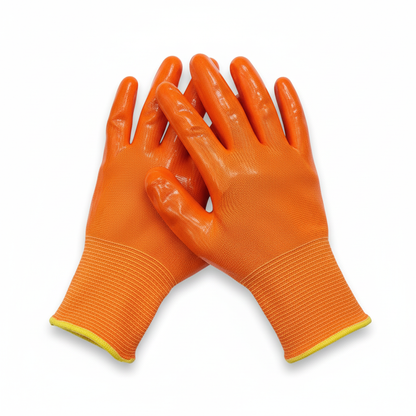 Gants de travail PVC orange - vue angle