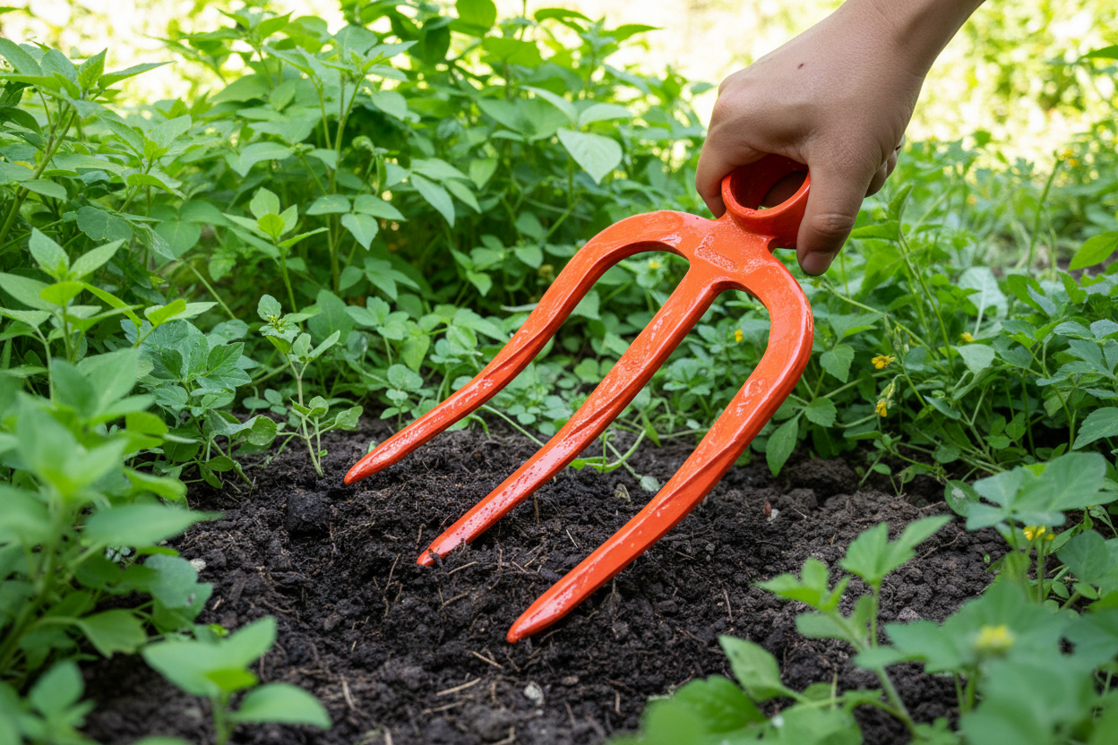 Fourche de Jardin 3 Dents – Rouge