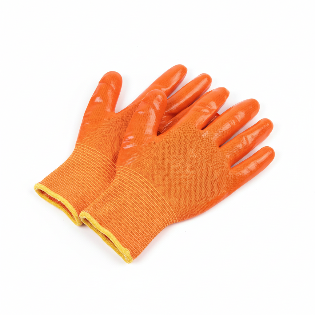Gants de travail PVC orange - détail texture