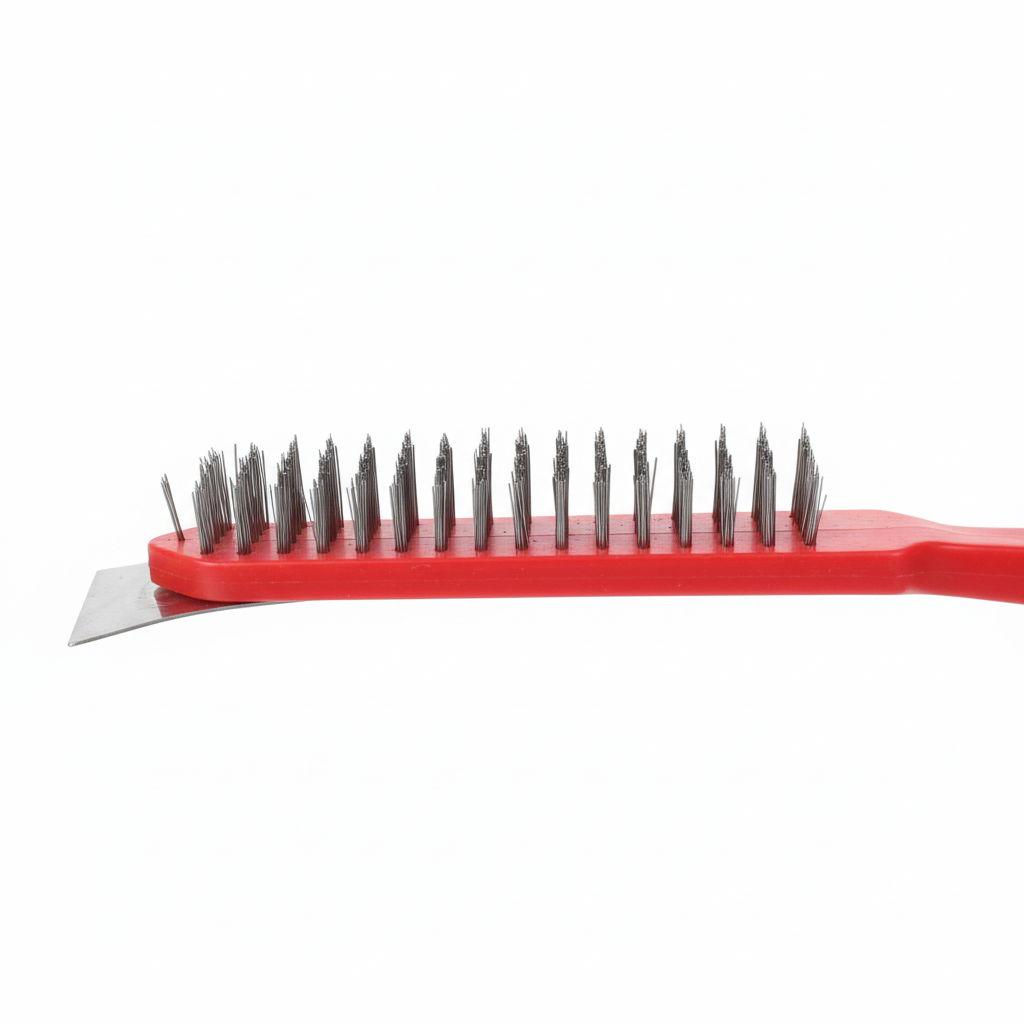 Brosse Métallique à Fil d'Acier — Manche Rouge 15x5