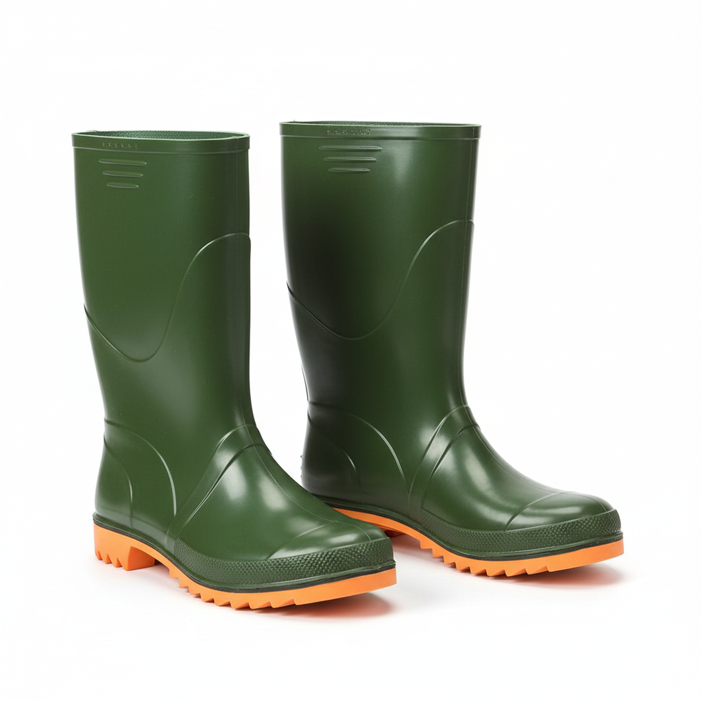 Vue trois-quarts des bottes de travail
