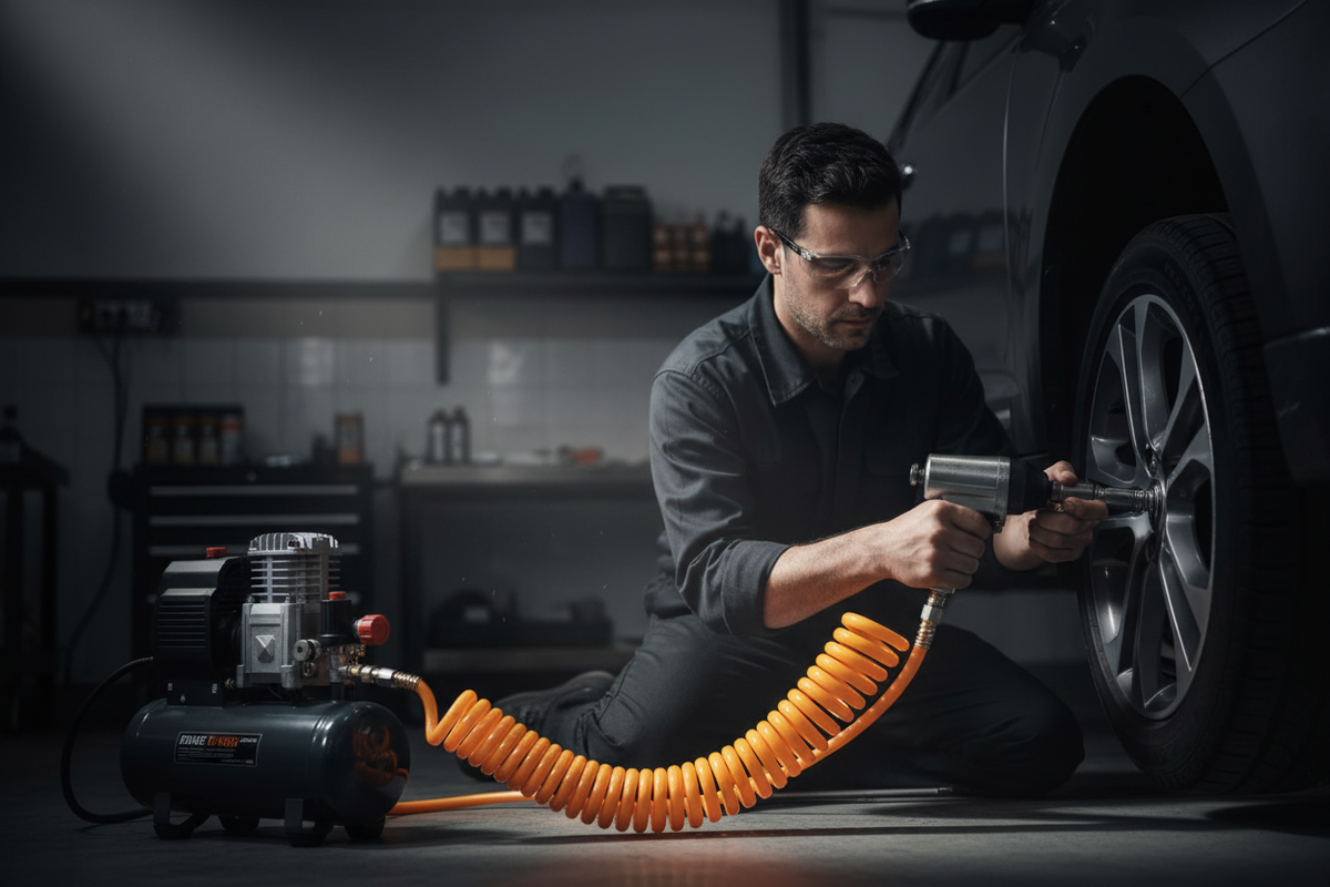 Tuyau pneumatique en utilisation atelier – photo lifestyle