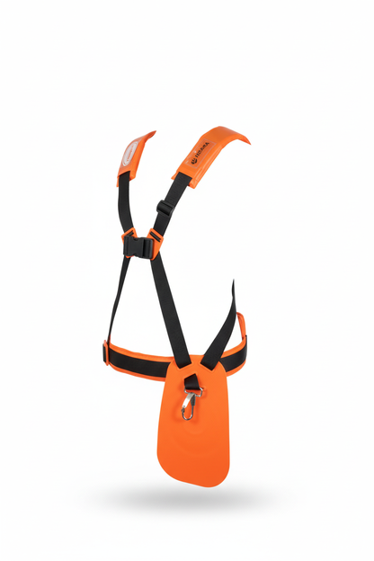 Harnais de Débroussailleuse Hisaka – Sangle Épaule & Ceinture | Orange/Noir