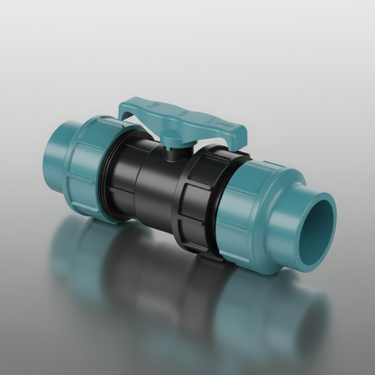 Vanne à bille PP D63 - Raccord compression HDPE