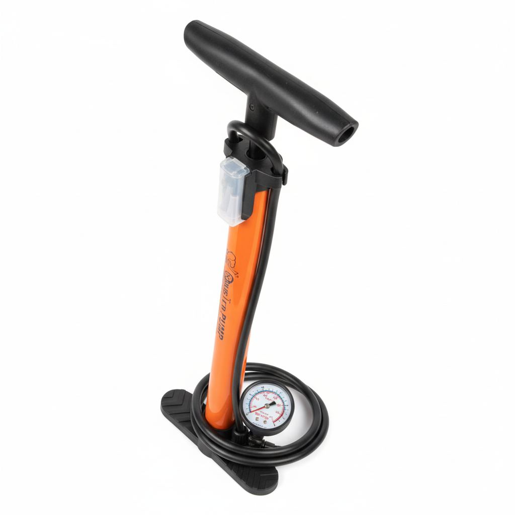 Pompe à pied - détail du manomètre et de la poignée ergonomique