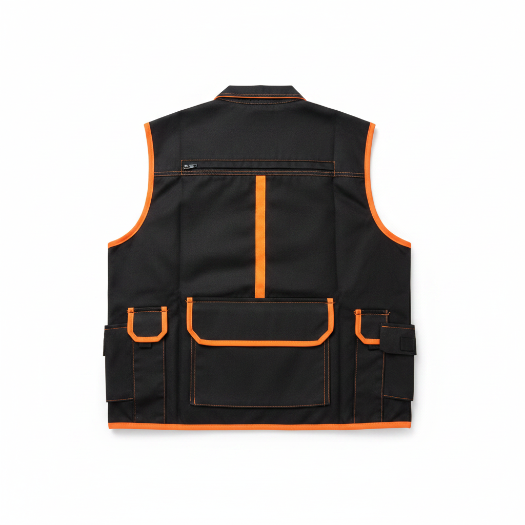Gilet de Travail Multi-Poches Noir & Orange