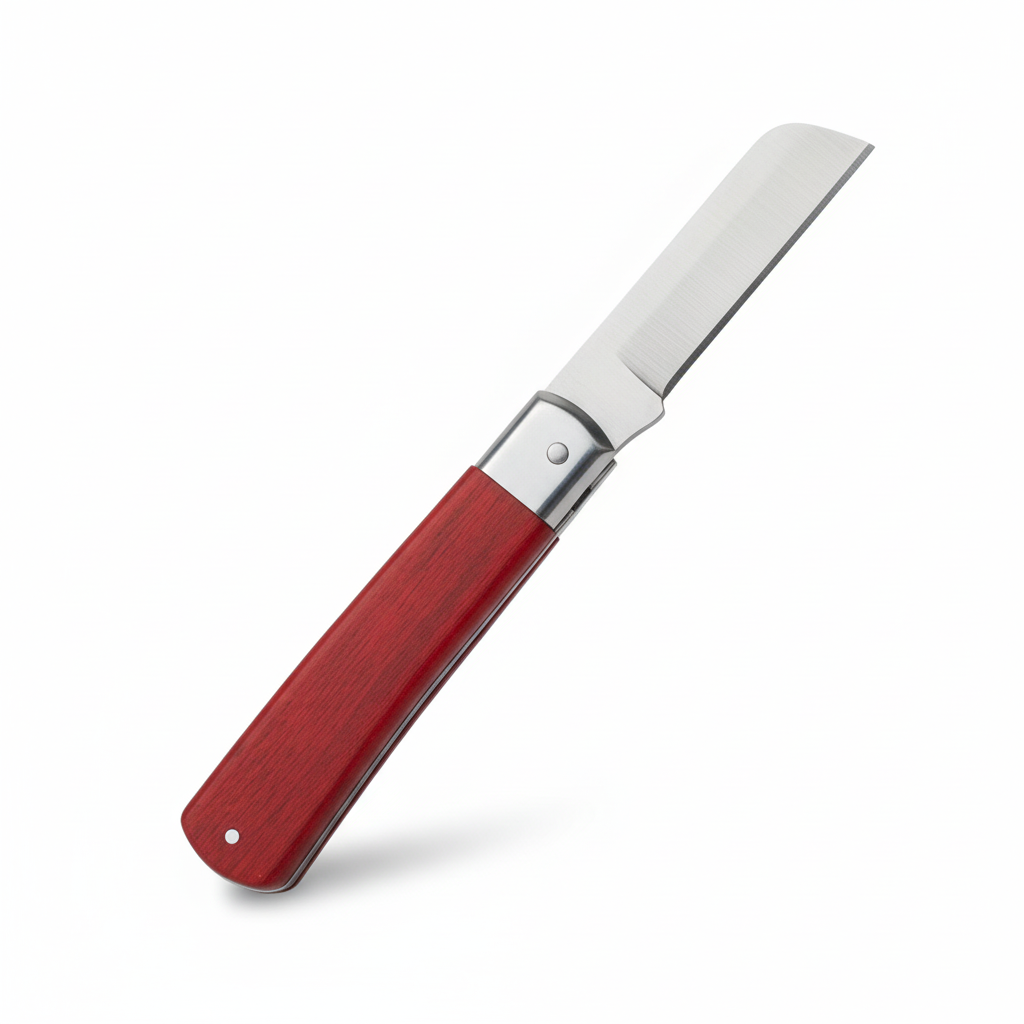 Couteau Pliant Greffoir à Lame Droite — Manche Rouge