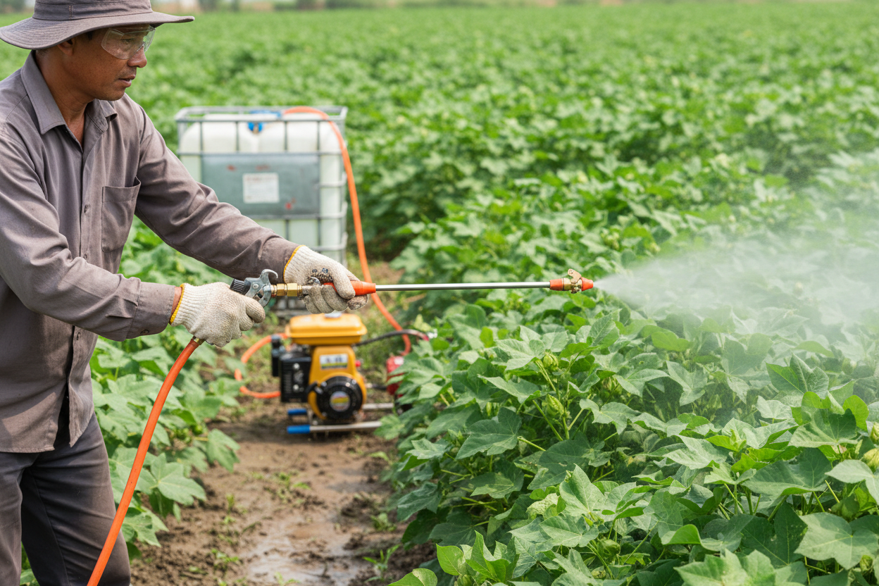 Pistolet de pulvérisation en action