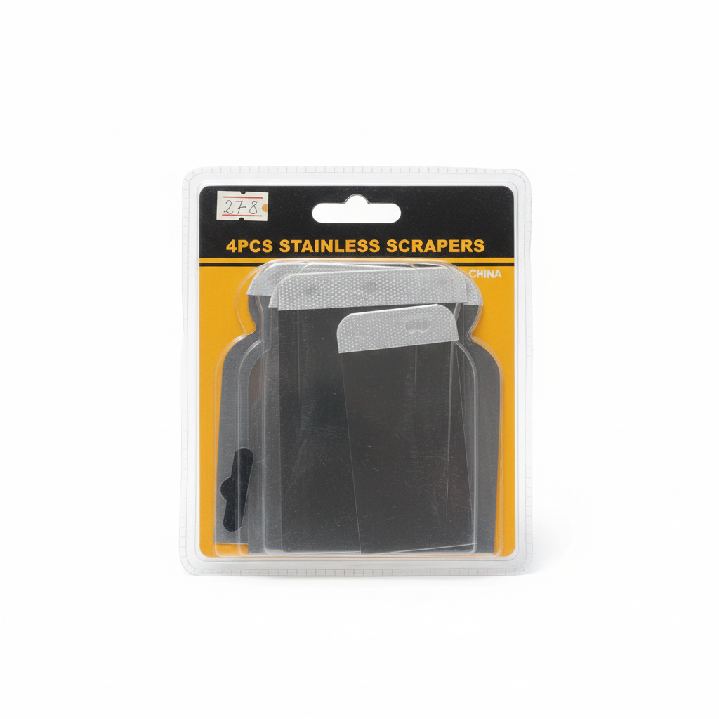 Lot de 4 grattoirs spatules en acier inoxydable - photo pro