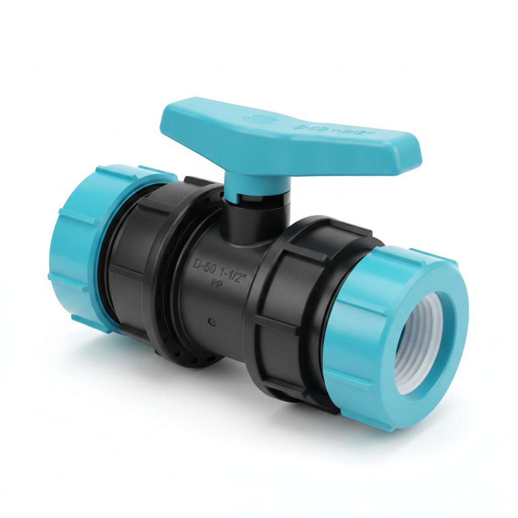 Robinet à boisseau sphérique PP ø50mm - Raccord compression HDPE
