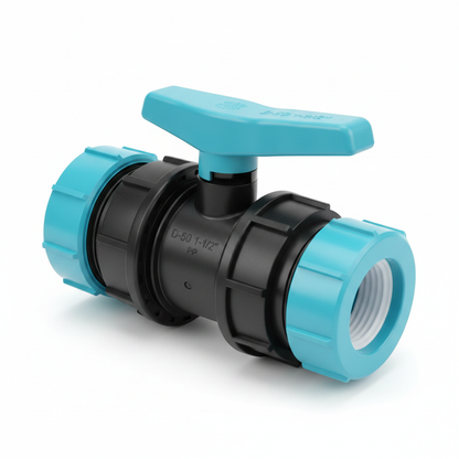 Robinet à boisseau sphérique PP ø50mm - Raccord compression HDPE