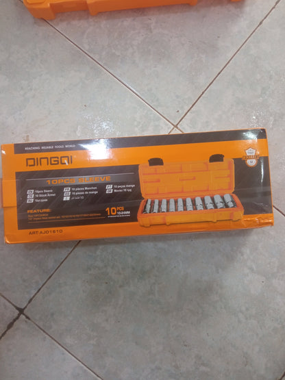 Coffret 10 Douilles Longues 1/2" Chromées — Dingi | 10 à 24 mm