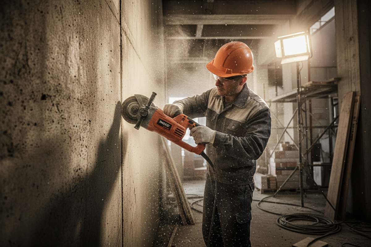 Rainureuse DINGQI 2400W – utilisation sur chantier